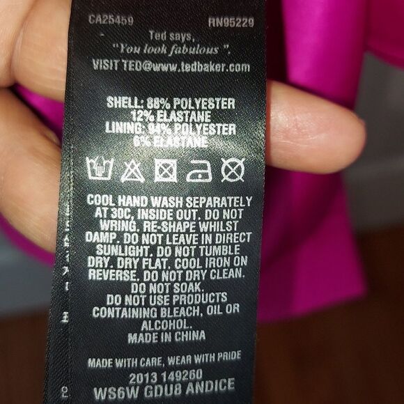 Ted Baker London Andice Fuschia Bodycon Midi Dress Sz 4 - Picture 13 of 15